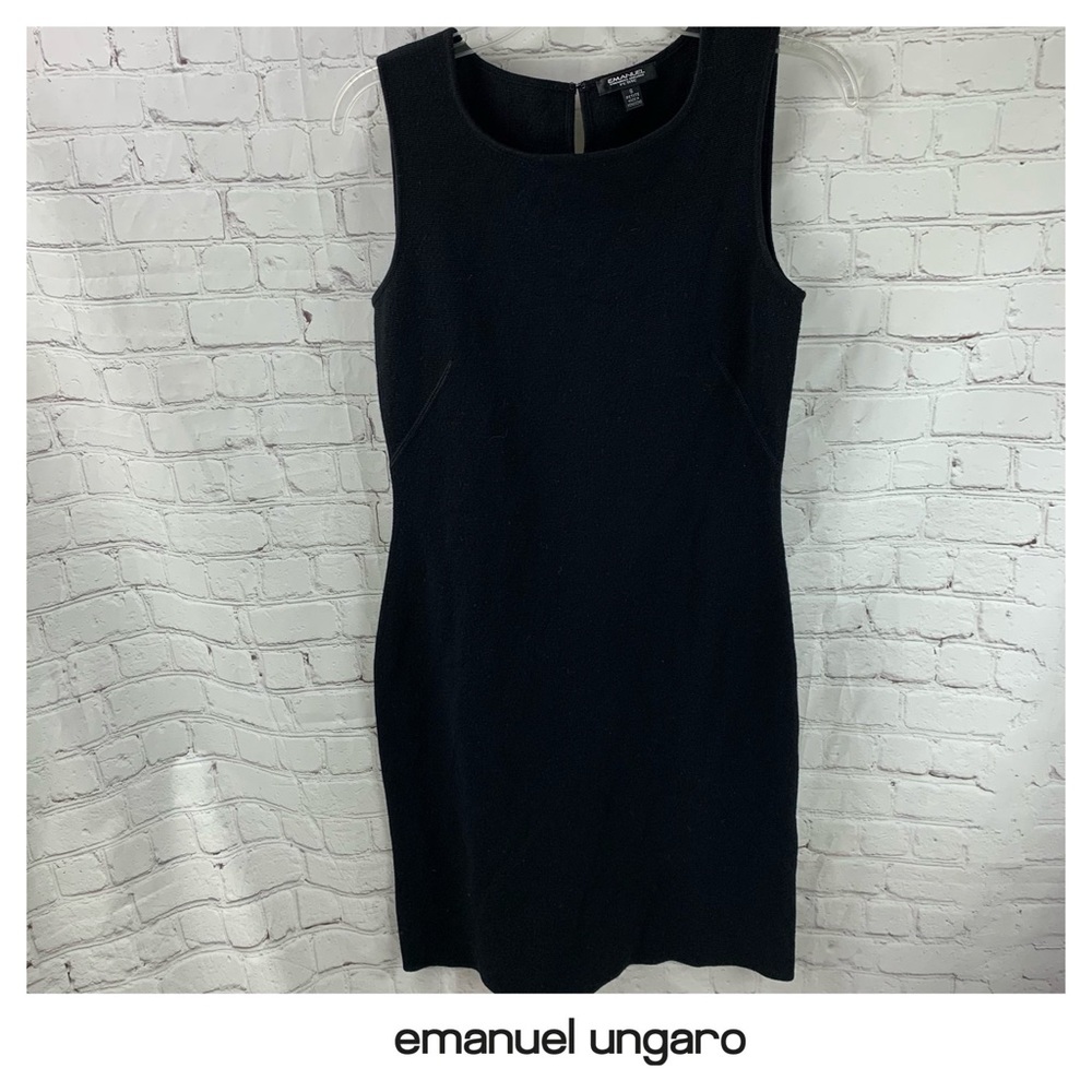 EMANUEL UNGARO BLACK WOOL SHIFT DRESS